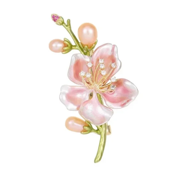 Peach Blossom Flower Brooch