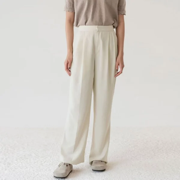 Fray High‑Waist Relaxed Pants